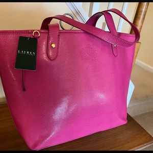 NWT Lauren Ralph Lauren Large Pink Leather Purse - NEW